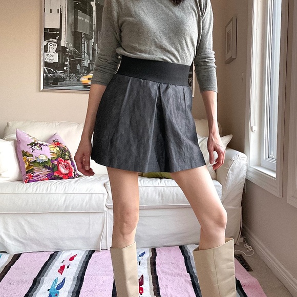 Zara linen blend dark grey mini skirt - Picture 2 of 15
